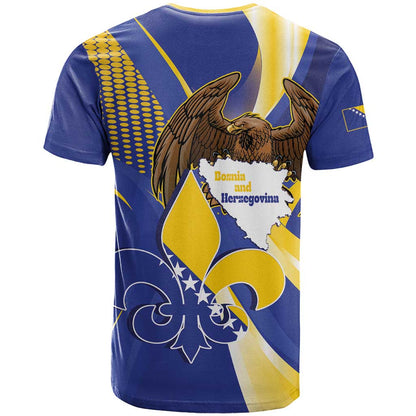 Bosnia and Herzegovina Independence Day T-Shirt Zlatni Ljiljan Map With Eagle Proud Graphic Tee