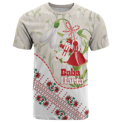 Baba Marta Bulgaria T-Shirt Martenitsa Snowdrop Shevitsa Folk Pattern Graphic Tee