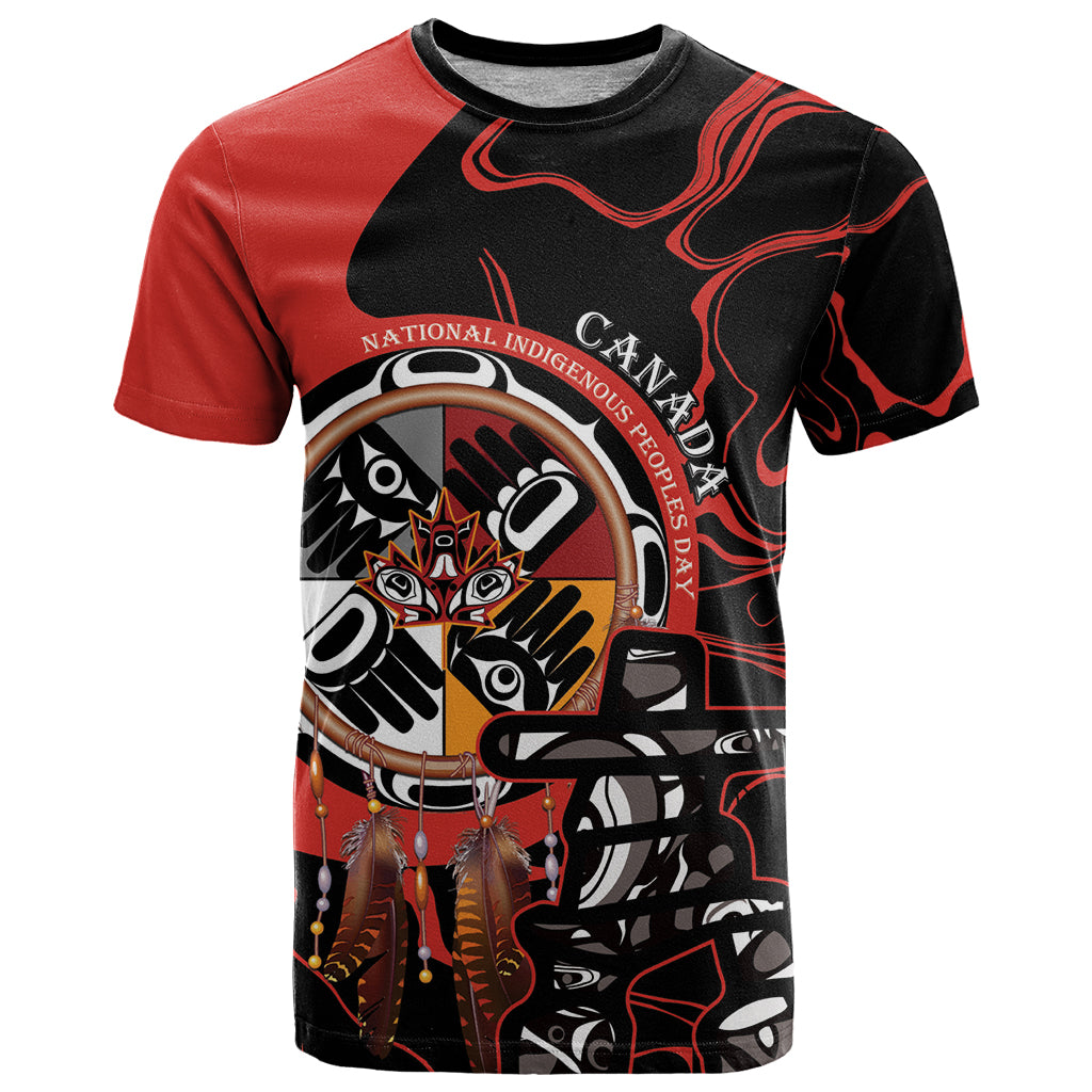 Canada National Aboriginal Day T-Shirt Indigenous Peoples Inuksuit With Dreamcatcher Graphic Tee