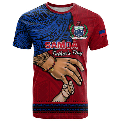 Polynesian Pride Father Day Samoa T-Shirt Manuia le Aso Sa o Tama Red Version Graphic Tee