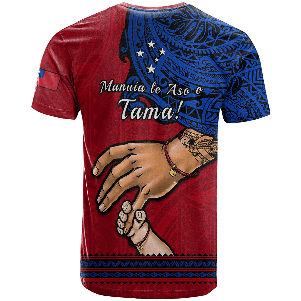 Polynesian Pride Father Day Samoa T-Shirt Manuia le Aso Sa o Tama Red Version Graphic Tee