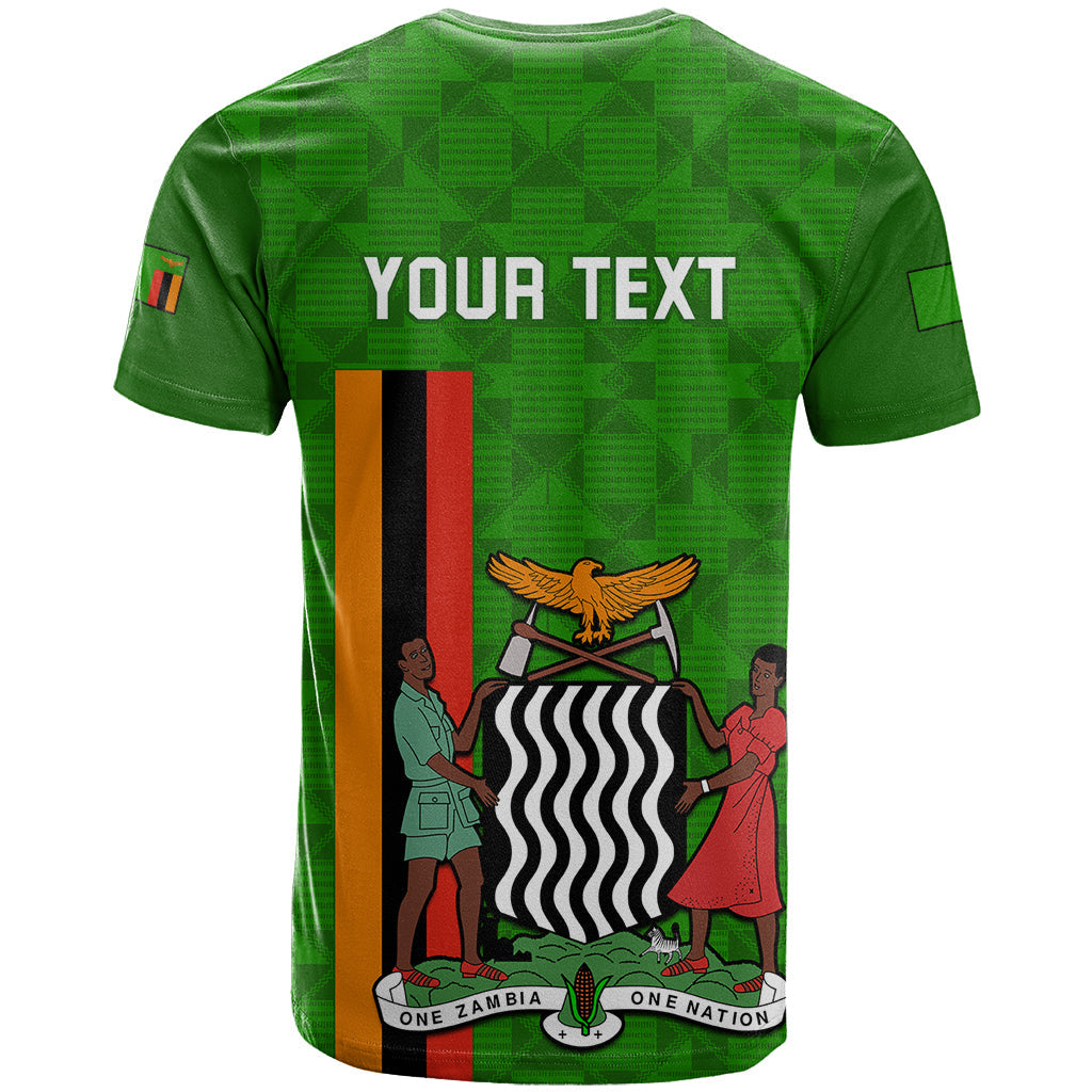 Personalised Zambia Independence Day T-Shirt Happy 59th Anniversary Kente Pattern Graphic Tee