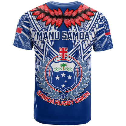 Samoa Rugby T-Shirt Go Manu Samoa With Ula Fala Style Graphic Tee