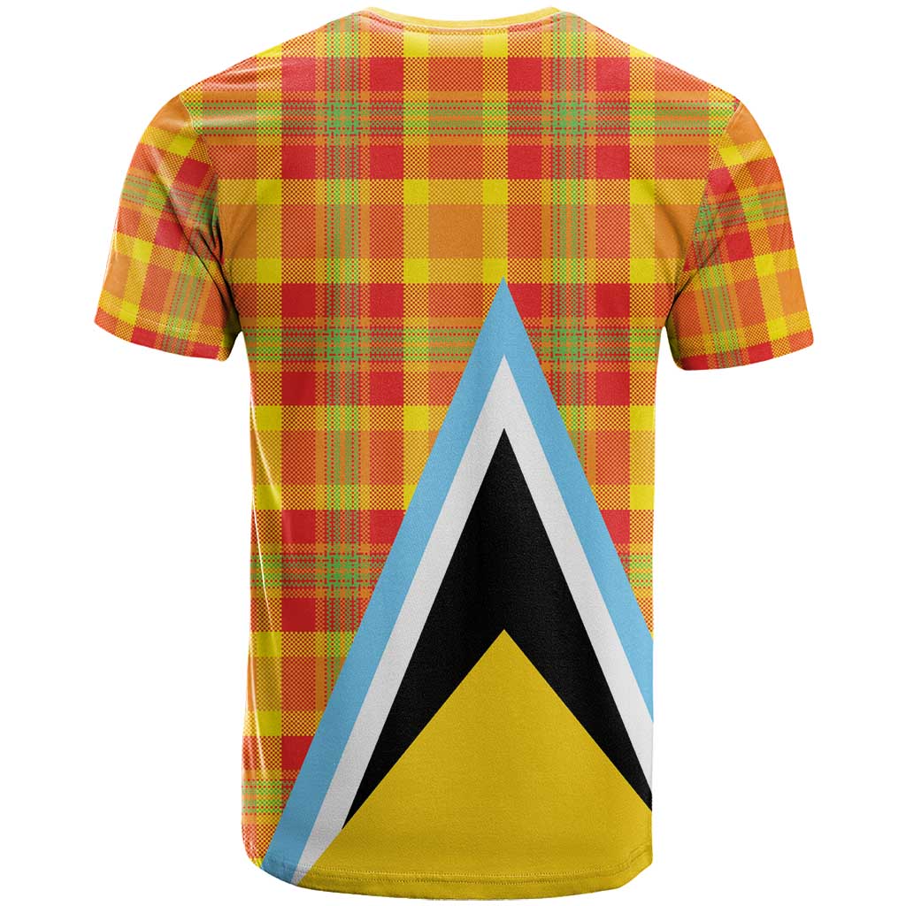Saint Lucia Creole Day T-Shirt Bon Fete Jounen Kweyol Madras Pattern Graphic Tee