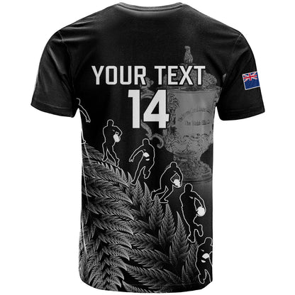 Custom New Zealand Silver Fern Rugby T-Shirt All Black Go Champions With Trophy Proud Graphic Tee