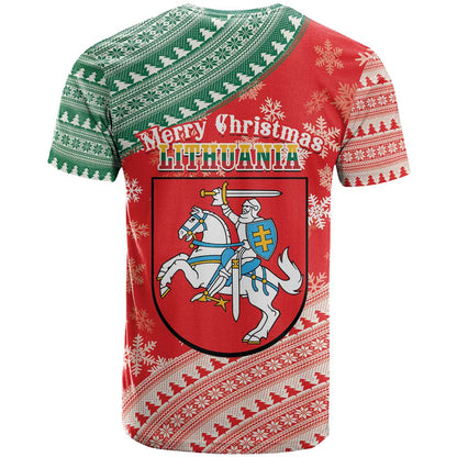 Lietuva Christmas T-Shirt Linksmu Kaledu - Lithuania Coat Of Arms Graphic Tee