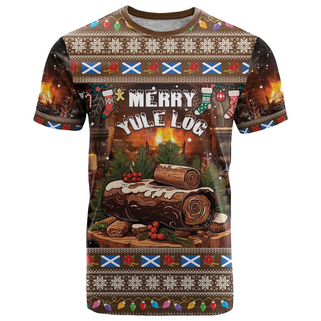 Scotland Christmas T-Shirt Merry Yule Log Graphic Tee