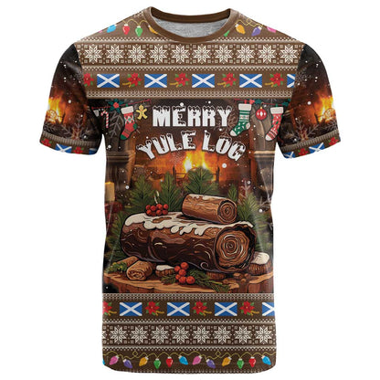 Scotland Christmas T-Shirt Merry Yule Log Graphic Tee