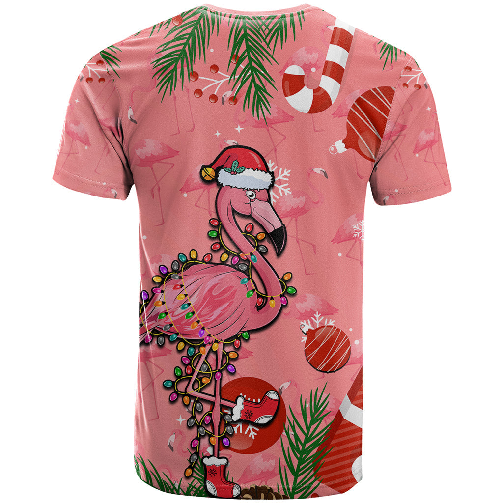 Flamingo Christmas T-Shirt Seamless Xmas Vibes Graphic Tee