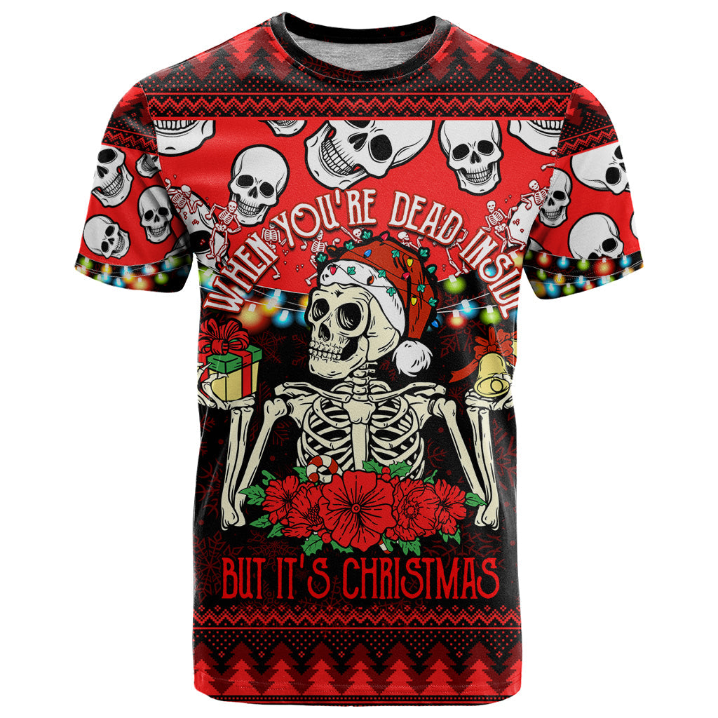 Skull Christmas T-Shirt When You Are Dead Inside But It Is Christmas Graphic Tee