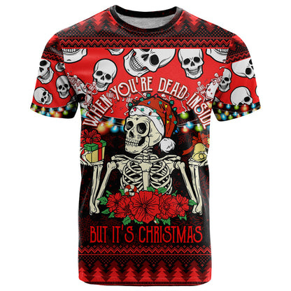 Skull Christmas T-Shirt When You Are Dead Inside But It Is Christmas Graphic Tee