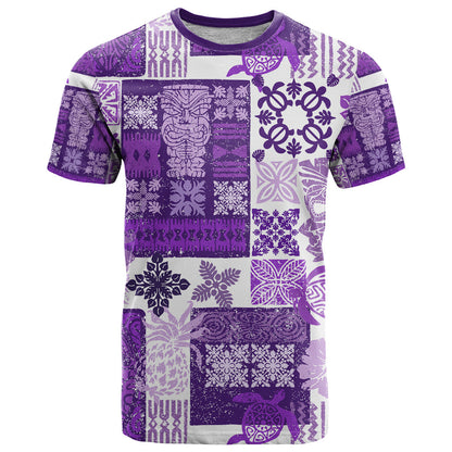 Hawaiian Quilt T-Shirt Tiki Tropical Retro Purple Version Graphic Tee