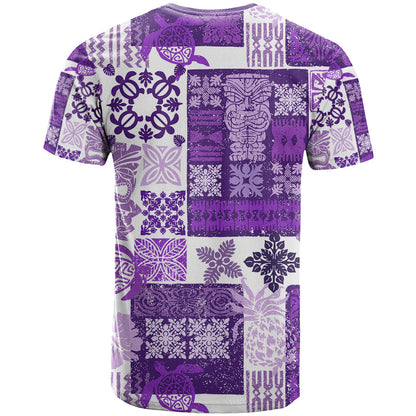 Hawaiian Quilt T-Shirt Tiki Tropical Retro Purple Version Graphic Tee