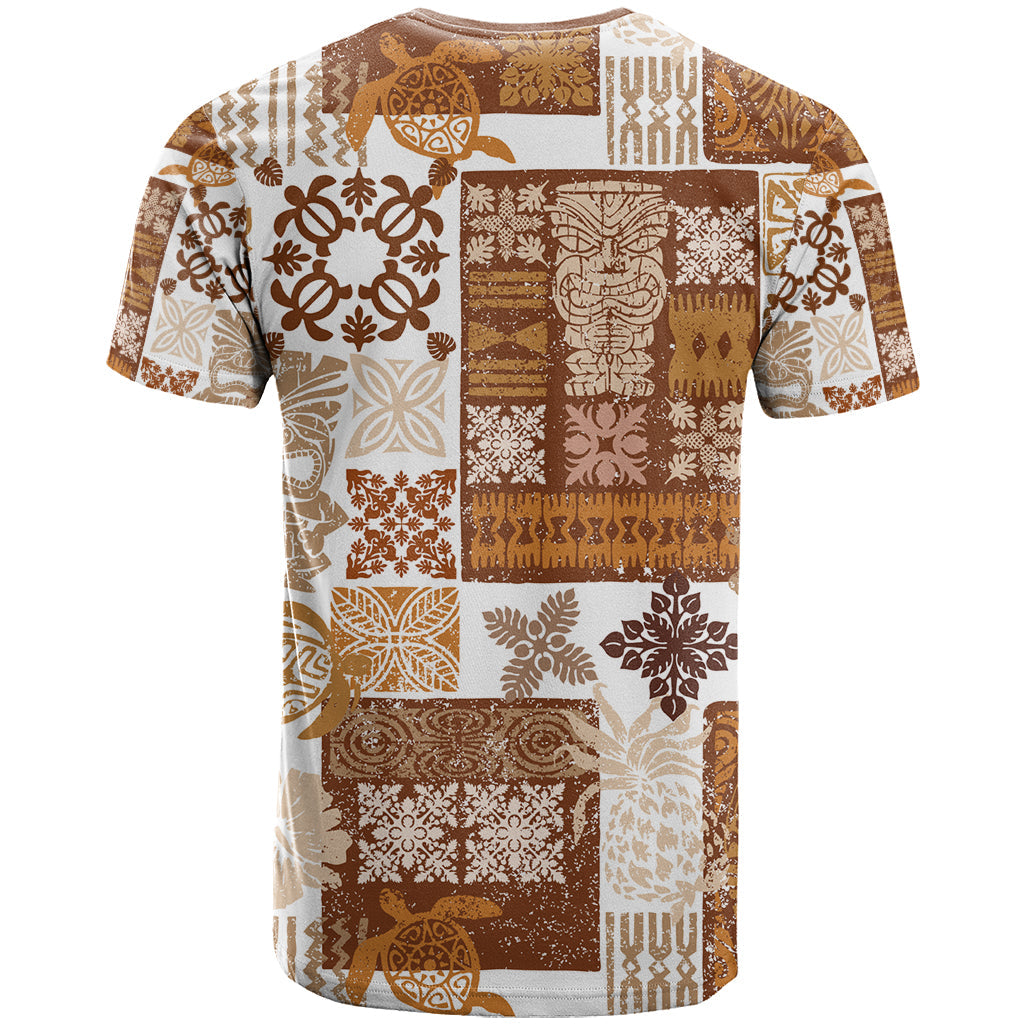 Hawaiian Quilt T-Shirt Tiki Tropical Retro Brown Version Graphic Tee