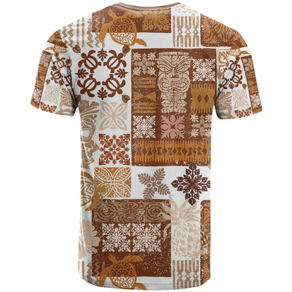 Hawaiian Quilt T-Shirt Tiki Tropical Retro Brown Version Graphic Tee