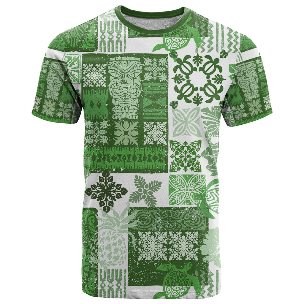 Hawaiian Quilt T-Shirt Tiki Tropical Retro Green Version Graphic Tee