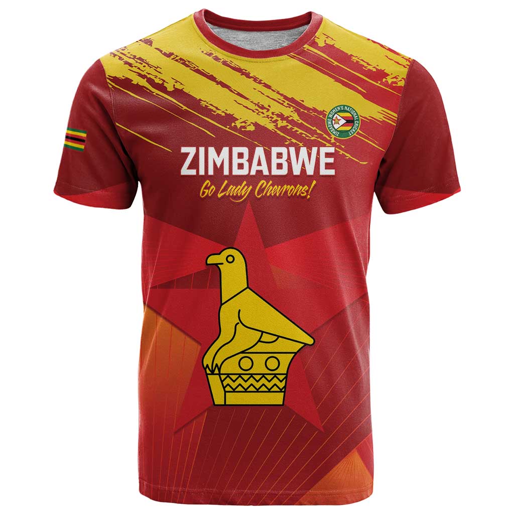 Custom Zimbabwe Cricket T-Shirt Go Lady Chevrons Grunge Style Graphic Tee