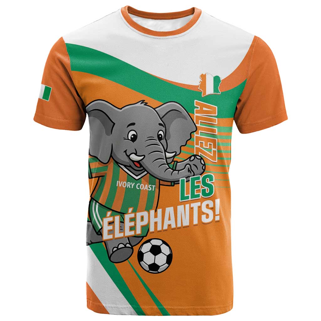 Custom Ivory Coast Football T-Shirt 2026 Allez Les Elephants Cute Mascot Graphic Tee