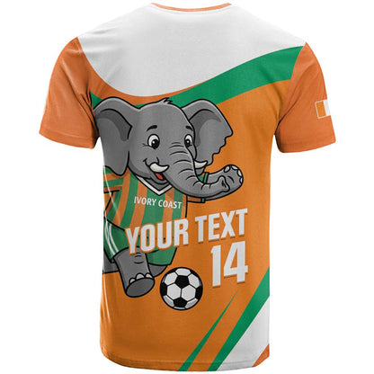 Custom Ivory Coast Football T-Shirt 2026 Allez Les Elephants Cute Mascot Graphic Tee