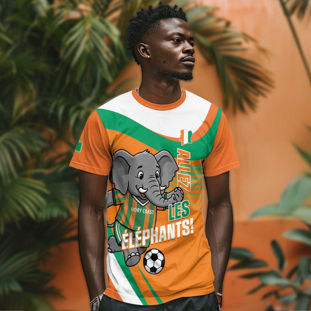 Custom Ivory Coast Football T-Shirt 2026 Allez Les Elephants Cute Mascot Graphic Tee