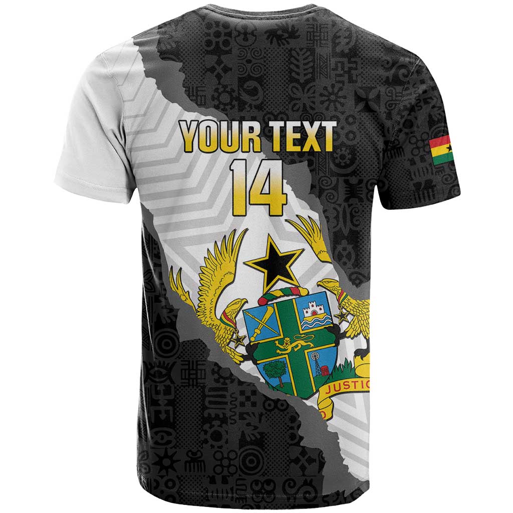 Custom Ghana Football T-Shirt 2026 Go Black Stars Black Adinkra Pattern Graphic Tee