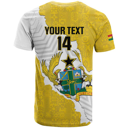 Custom Ghana Football T-Shirt 2026 Go Black Stars Yellow Adinkra Pattern Graphic Tee
