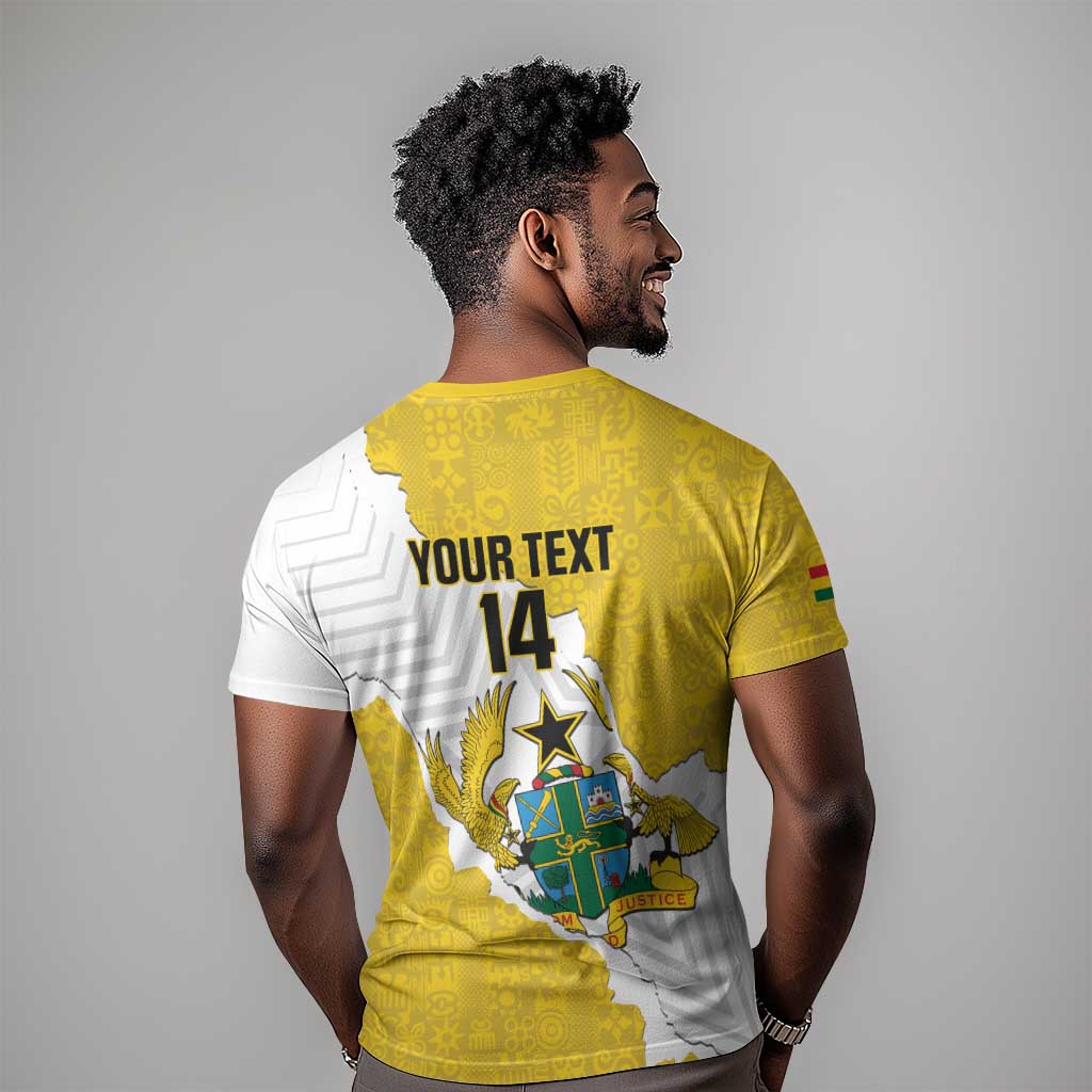 Custom Ghana Football T-Shirt 2026 Go Black Stars Yellow Adinkra Pattern Graphic Tee