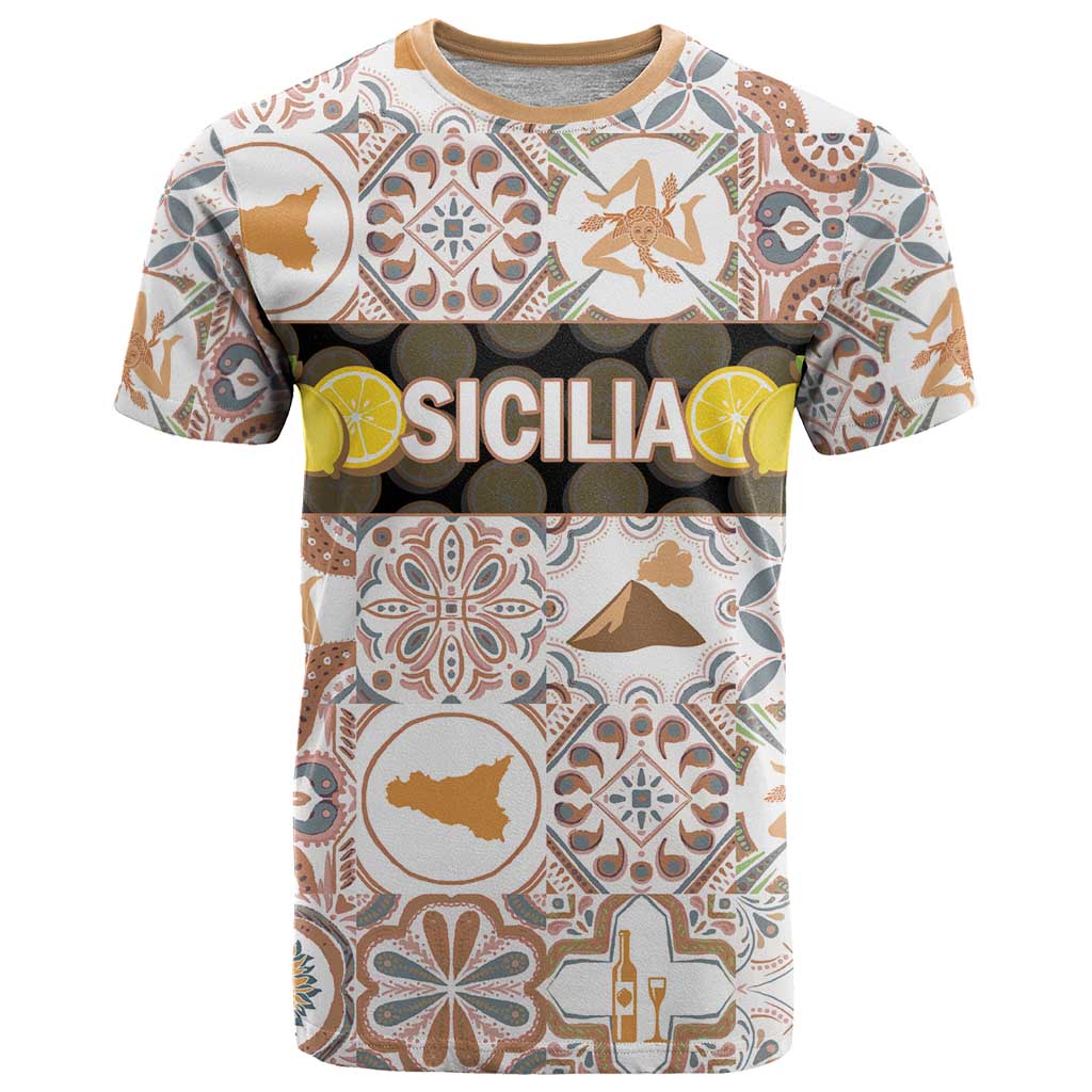 Personalized Sicilia National Symbols With Mosaic Motifs T-Shirt Graphic Tee