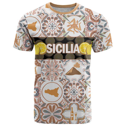 Personalized Sicilia National Symbols With Mosaic Motifs T-Shirt Graphic Tee