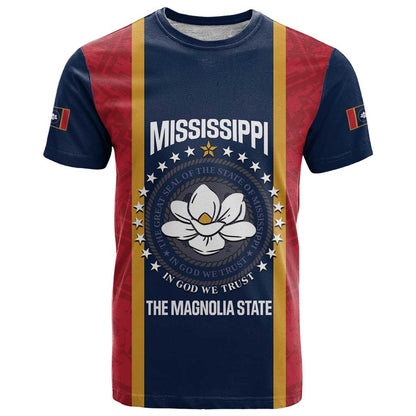 United States Mississippi T-Shirt Magnolia State Flag Style Graphic Tee