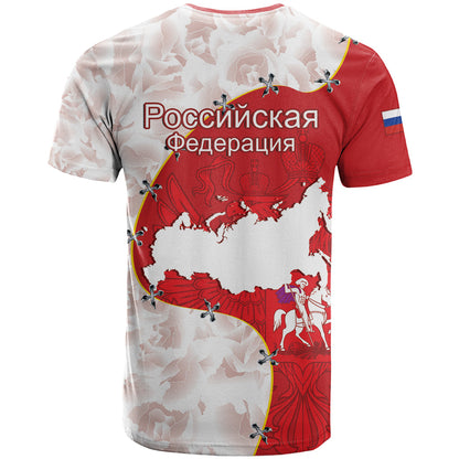 Russia Independence Day T-Shirt Coat Of Arms With Map Graphic Tee
