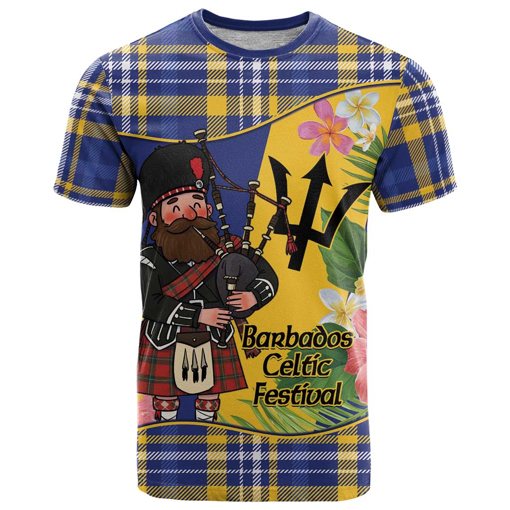 Barbados Celtic 2025 Festival T-Shirt Scottish Man With Bagpipes Graphic Tee