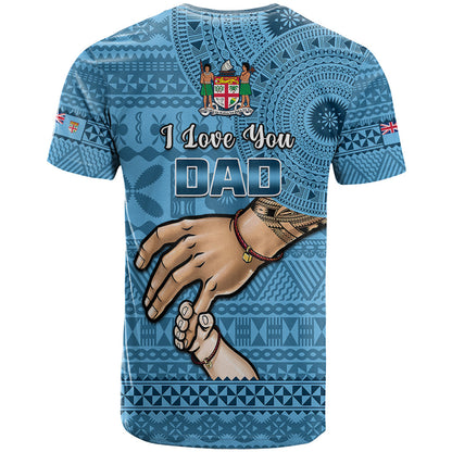 Polynesian Pride Father Day Fiji T-Shirt I Love You Dad Fijian Tapa Pattern Graphic Tee