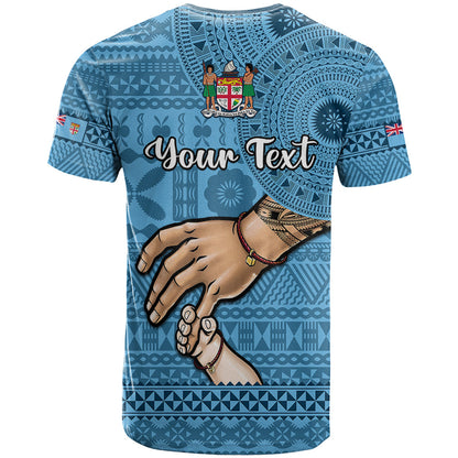 Personalised Father Day Fiji T-Shirt I Love You Dad Fijian Tapa Pattern Graphic Tee