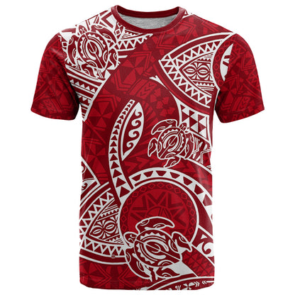 Polynesian Pride Hawaii T-Shirt Hawaiian Tribal Honu Red Version Graphic Tee