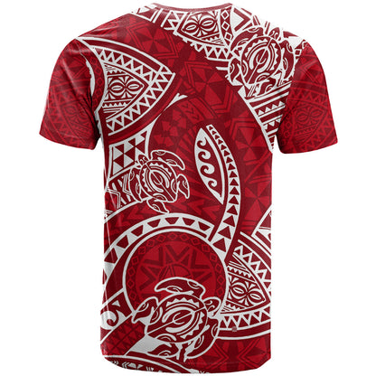 Polynesian Pride Hawaii T-Shirt Hawaiian Tribal Honu Red Version Graphic Tee