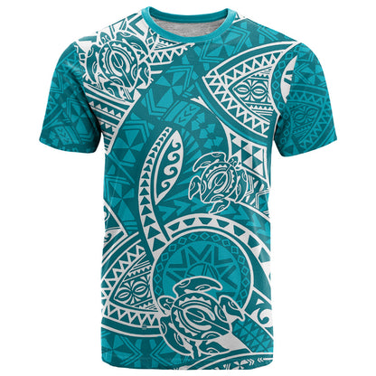 Polynesian Pride Hawaii T-Shirt Hawaiian Tribal Honu Turquoise Version Graphic Tee