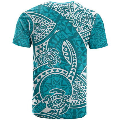 Polynesian Pride Hawaii T-Shirt Hawaiian Tribal Honu Turquoise Version Graphic Tee