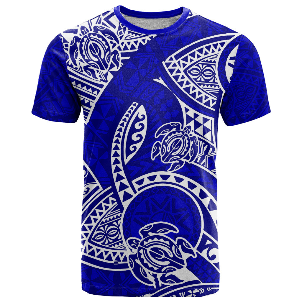 Polynesian Pride Hawaii T-Shirt Hawaiian Tribal Honu Blue Version Graphic Tee