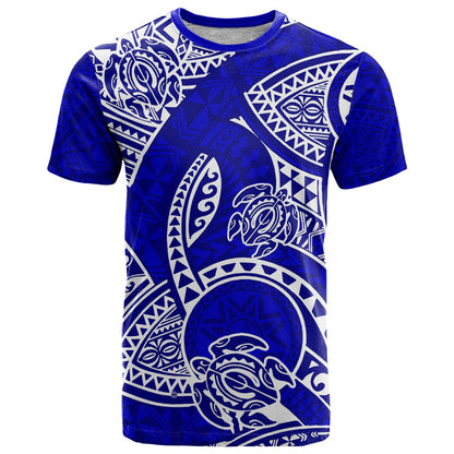 Polynesian Pride Hawaii T-Shirt Hawaiian Tribal Honu Blue Version Graphic Tee