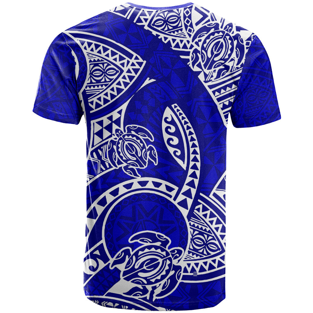 Polynesian Pride Hawaii T-Shirt Hawaiian Tribal Honu Blue Version Graphic Tee
