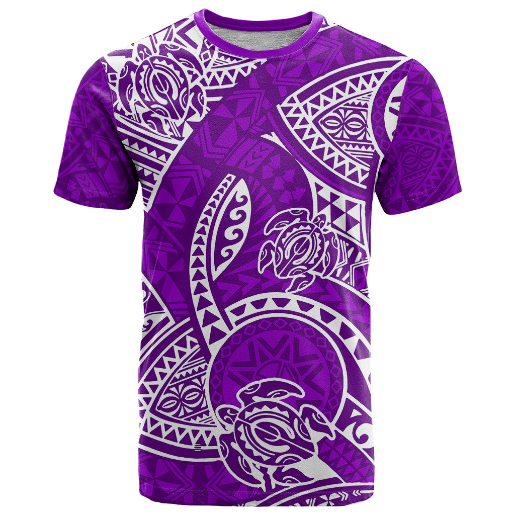 Polynesian Pride Hawaii T-Shirt Hawaiian Tribal Honu Purple Version Graphic Tee