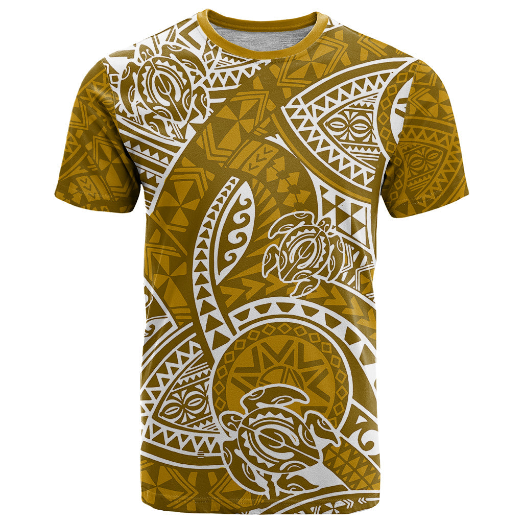 Polynesian Pride Hawaii T-Shirt Hawaiian Tribal Honu Gold Version Graphic Tee