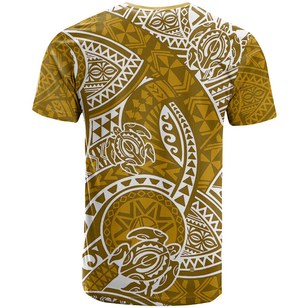 Polynesian Pride Hawaii T-Shirt Hawaiian Tribal Honu Gold Version Graphic Tee