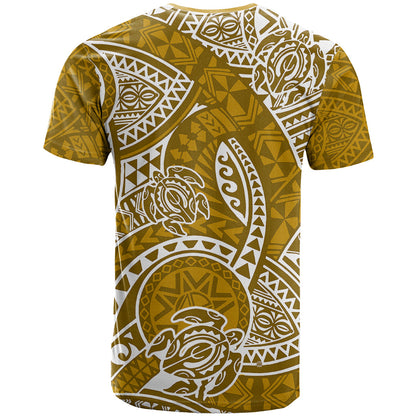 Polynesian Pride Hawaii T-Shirt Hawaiian Tribal Honu Gold Version Graphic Tee