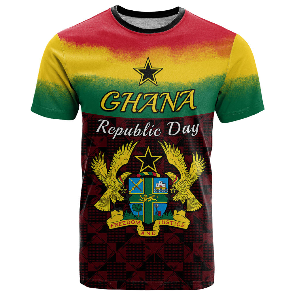 Personalised 1 July Ghana Republic Day T-Shirt African Pattern Mix Flag Unique Style Graphic Tee