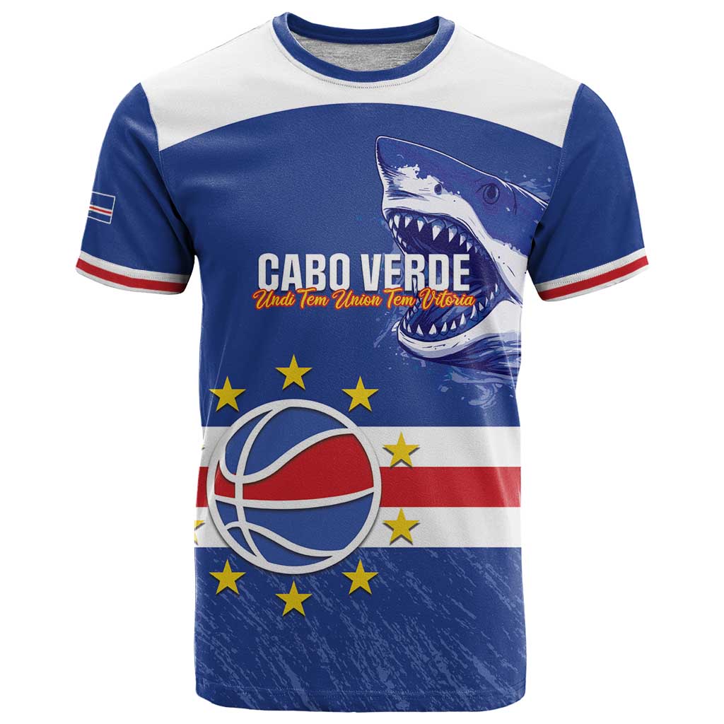 Cape Verde Basketball Custom T-Shirt Come On Blue Sharks Graphic Tee