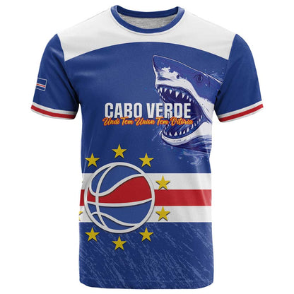 Cape Verde Basketball Custom T-Shirt Come On Blue Sharks Graphic Tee