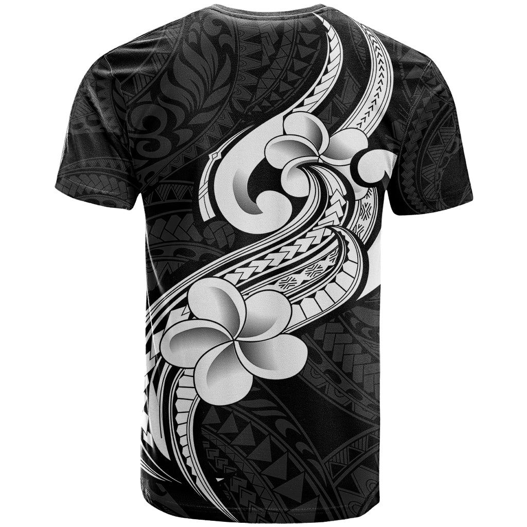 Polynesia T-Shirt Plumeria With Tribal Pattern Black Vibes Graphic Tee