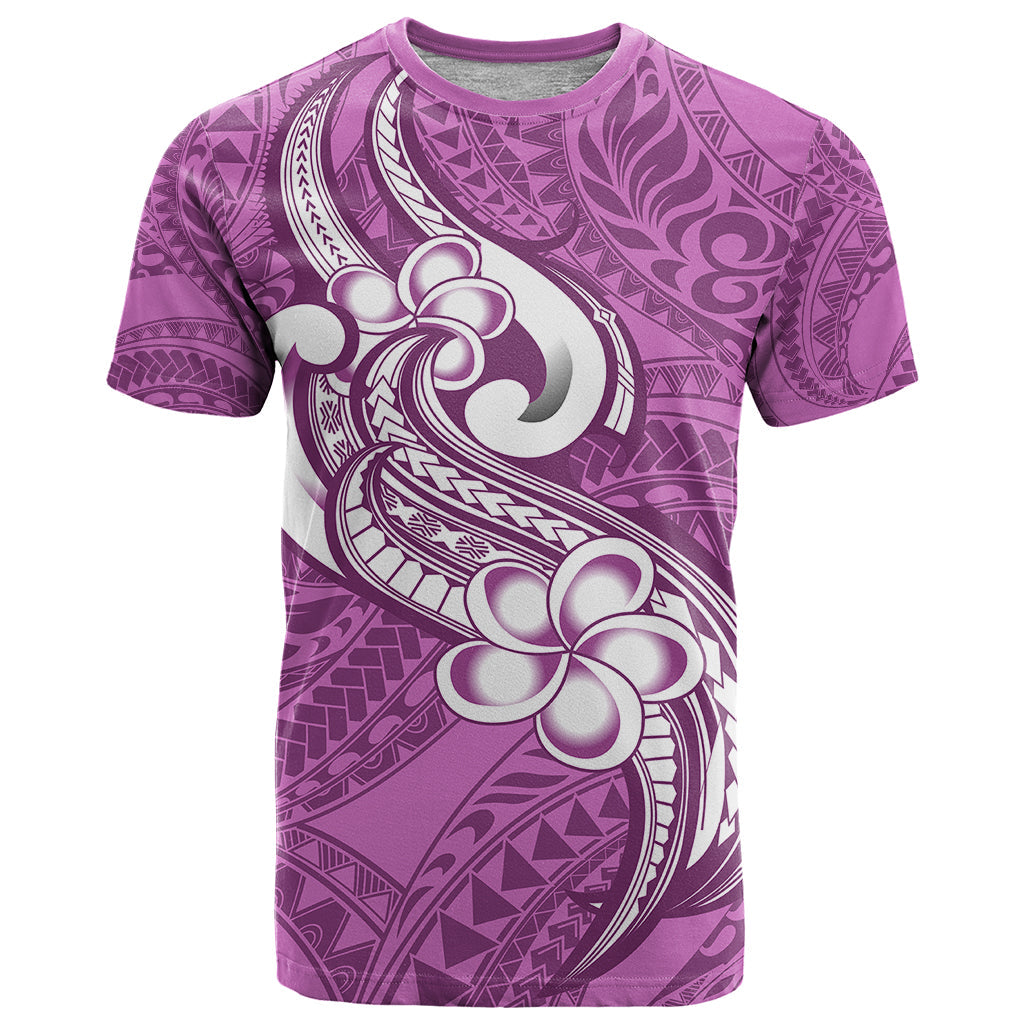 Polynesia T-Shirt Plumeria With Tribal Pattern Pink Pastel Vibes Graphic Tee